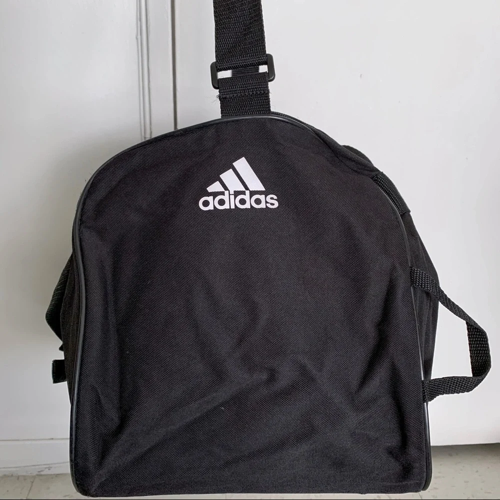 Adidas Black Duffel Bag Gym Sports Travel Shoulder Strap Logo Workout Athletic